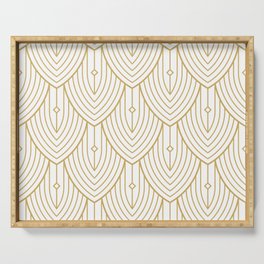 Gold and white art-deco pattern Serving Tray