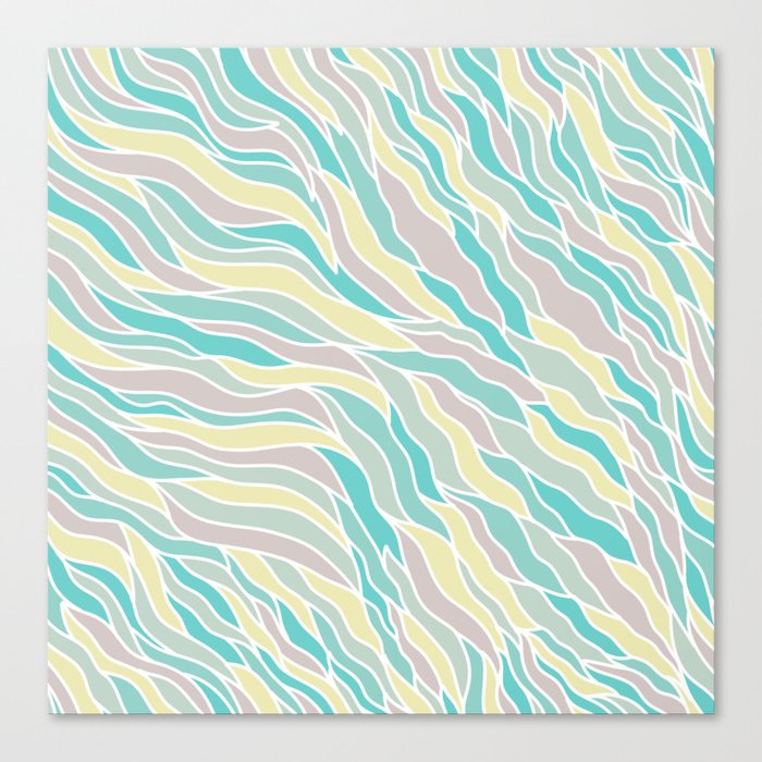Pastel Green Teal Yellow Pink Hand Painted Waves Pattern Canvas Pastel Green Teal Yellow Pink Hand Painted Waves Pattern Canvas Print
