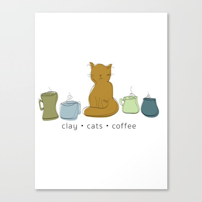 Cats Clay Coffee Earthtones Canvas Print