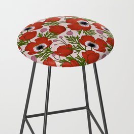 Vibrant Red Poppy Bar Stool