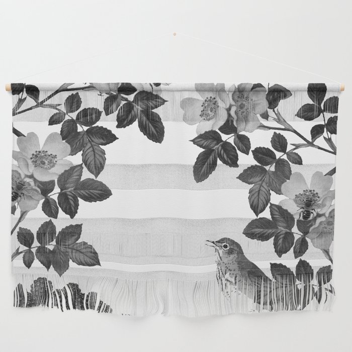 Birds and the Bees Black and White Wall Hanging