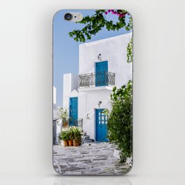 Greek Street Corner | Vibrant Travel Photography in Greece iPhone Skin