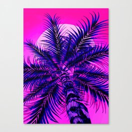 Pink Palm Tree Sunset Canvas Print