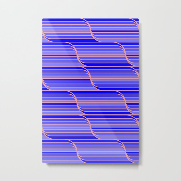 Geo Stripes - Cobalt Blue Metal Print