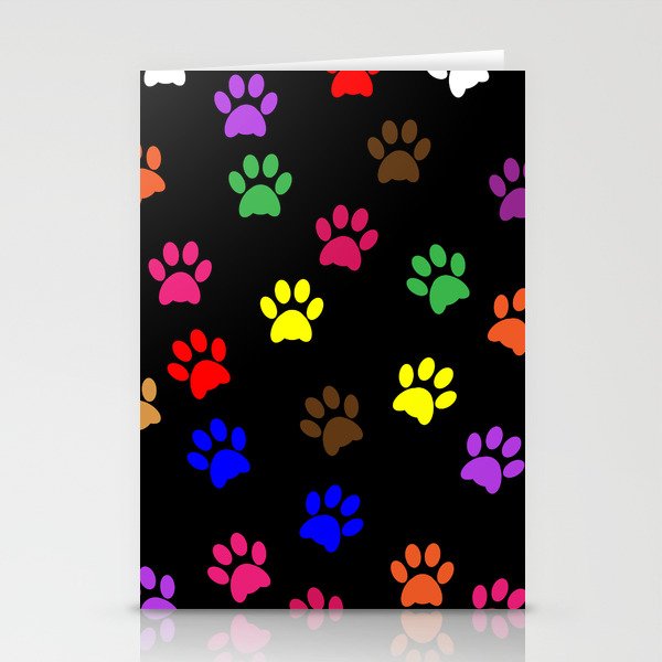 Colorful Paw Prints Stationery Cards