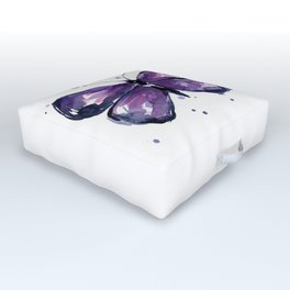 Purple Butterfly Watercolor Abstract Animal Art Outdoor Floor Cushion