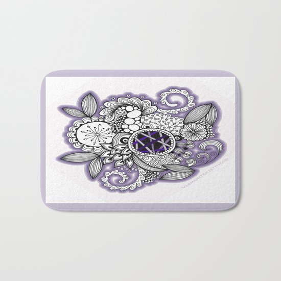 Pretty in Purple Zentangle Design Illustration Bath Mat