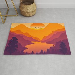 Sunset Landscape illustration Rug