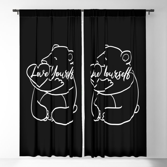 Love Yourself Cute Bear Illustration Blackout Curtain