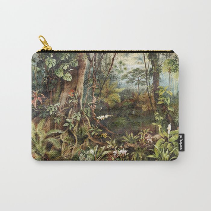 Vintage drawing of tropical forest plants from the beginning of 20th century period - Picture from Meyers Lexicon books collection (written in German language) published in 1908, Germany.  Carry-All Pouch