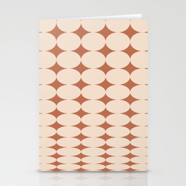 Retro Round Pattern - Brown Stationery Cards