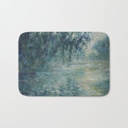 Morning on the Seine, Claude Monet Bath Mat | Impressionist, Botanical, Landscape, River, Stream, Romanticism, Nature, Floral, Painting, Waterscape 