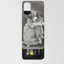Cat and dog best friends humorous funny photograph - photography - photographs puppy and kitten portrait by Harry Whittier Frees Android Card Case