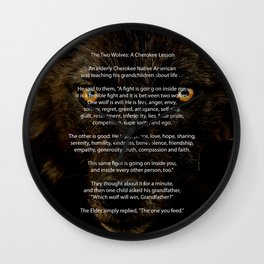 The TWO WOLVES CHEROKEE TALE Wall Clock
