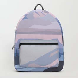 On the way to snowy mountain, minimalism in nature. Backpack
