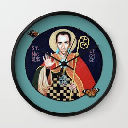Saint Nicolas of Cage Wall Clock | Collectible, Reddit, Nicolascage, Surrealism, Puns, Uniqueart, Sarcasm, Streetart, Memes, Painting 