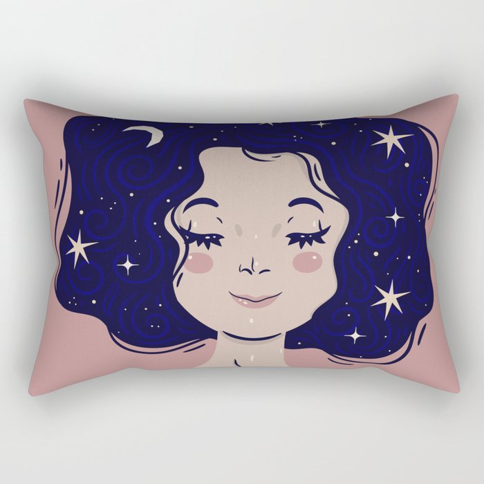 Girl with heavenly hair Rectangular Pillow