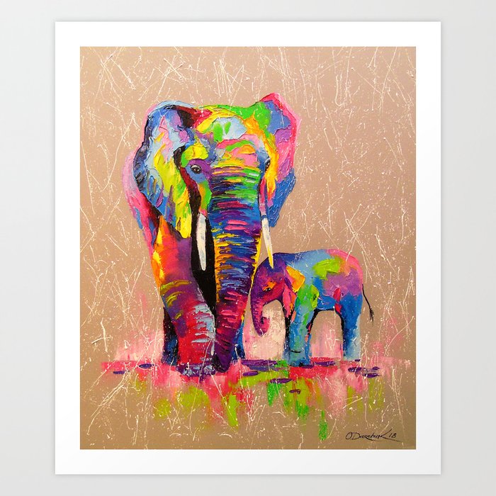 Elephants Mother And Son Art Print By Olhadarchuk Society6