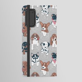 Pure love pockets I // beige background Dachshund Beagle Dalmatian Basset Hound Labrador Retriever Husky Welsh Corgi and Italian Greyhound dog puppies Android Wallet Case