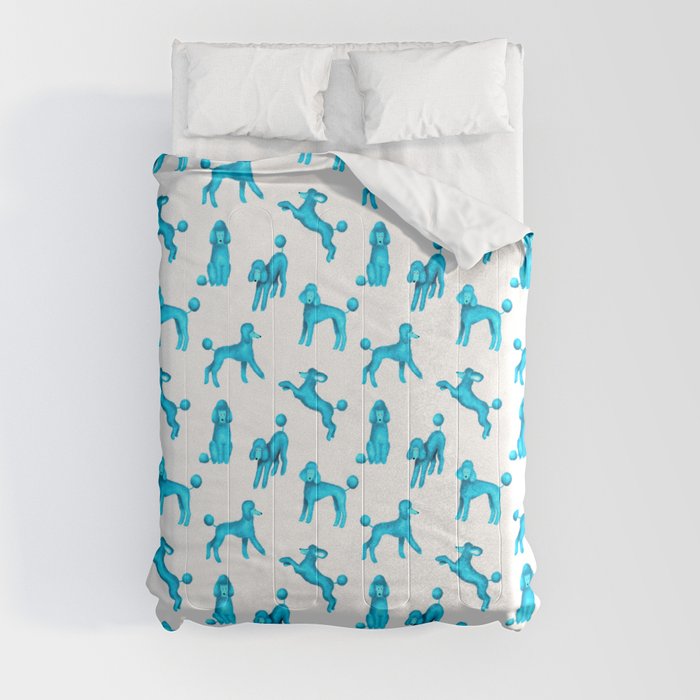 Turquoise Blue Poodles Comforter