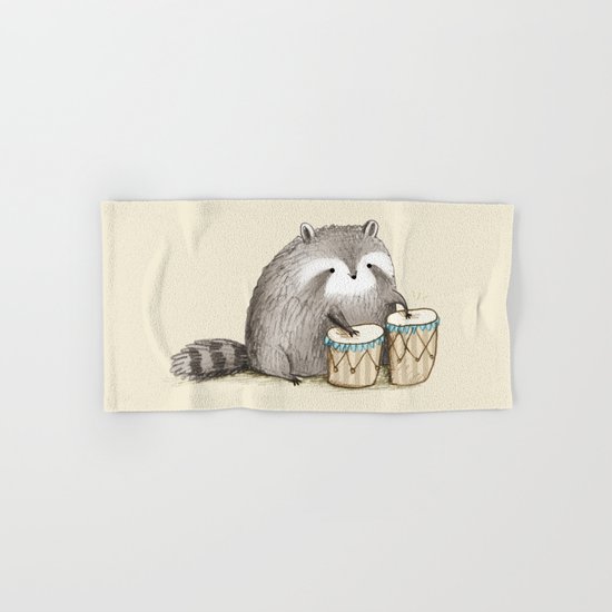 Raccoon on Bongos Hand & Bath Towel