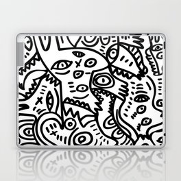 Hand Drawing Graffiti Creatures in the Summer Afternoon Black and White Laptop & iPad Skin