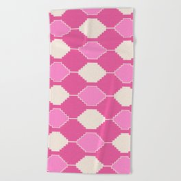 70s Retro Soft Pink Mid-Century Quatrefoil  Beach Towel