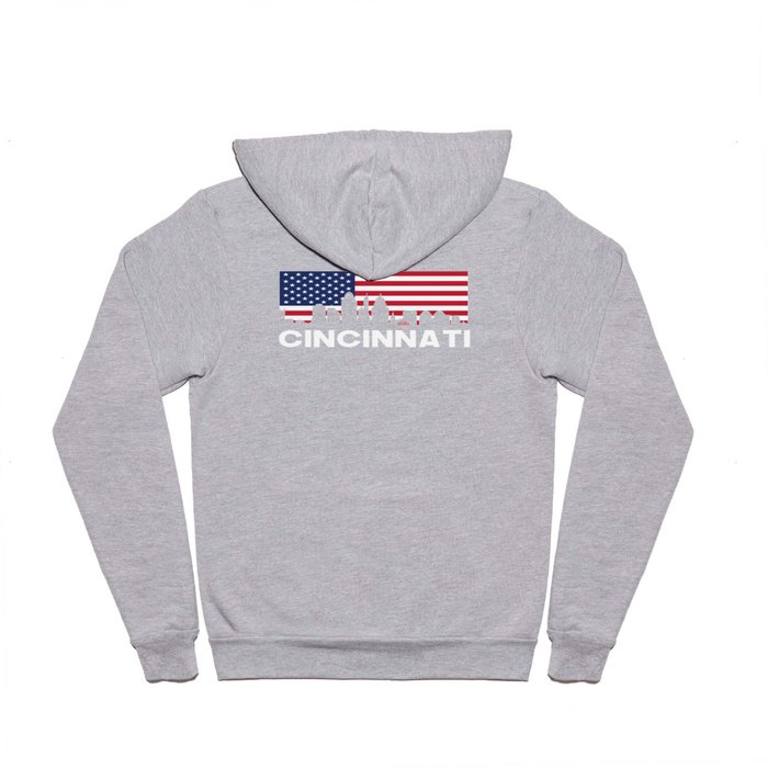 Cincinnati OH American Flag Skyline Hoody