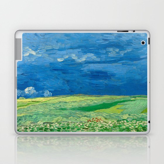 Green Wheat Field Landscape Painting Laptop & iPad Skin
