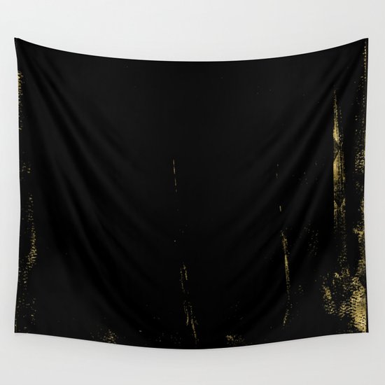 Black And Gold Grunge Modern Abstract Background I Wall Tapestry