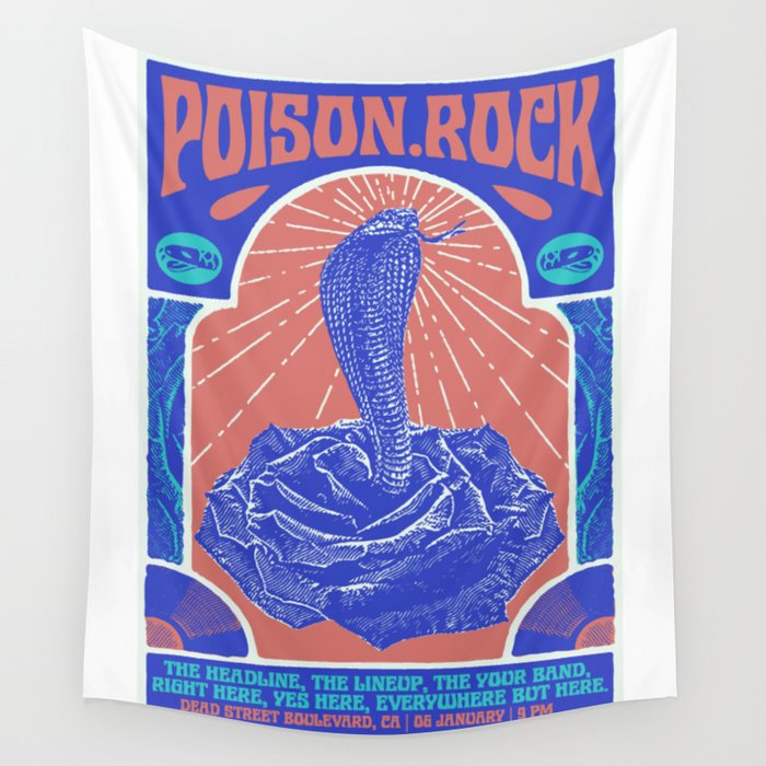 Poison Rock Poster Pink Wall Tapestry
