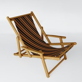 [ Thumbnail: Black and Brown Colored Stripes Pattern Sling Chair ]