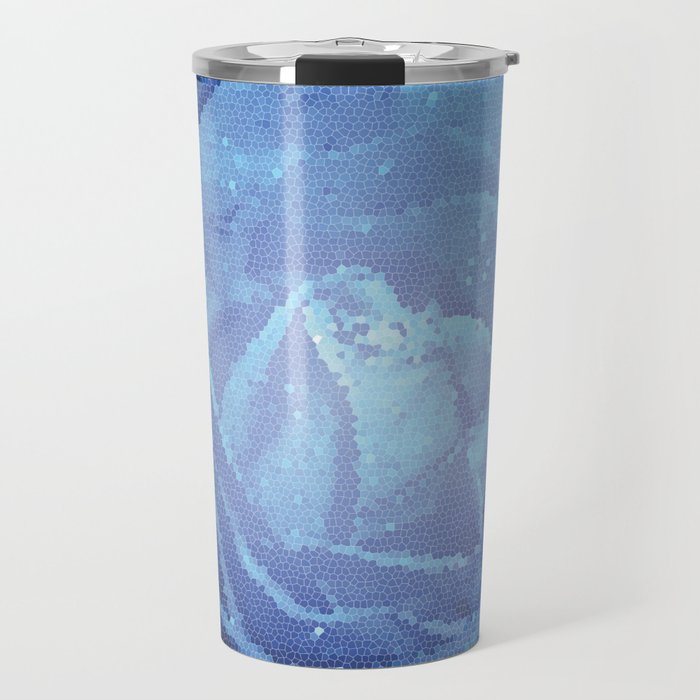 Mosaic Rose Blue Travel Mug