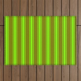 [ Thumbnail: Green and Chartreuse Colored Striped/Lined Pattern Outdoor Rug ]