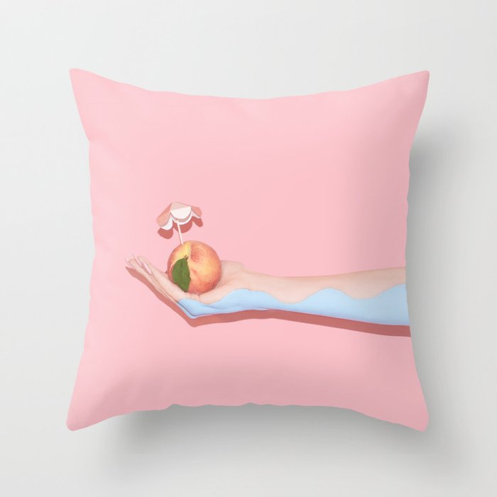 Peach Beach Throw Pillow