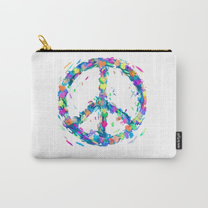 Colorful Hearts Whirled Peace & Love Carry-All Pouch