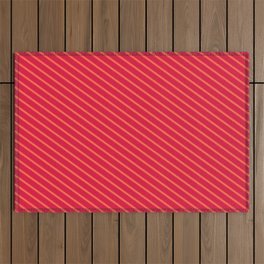 [ Thumbnail: Red & Crimson Colored Stripes Pattern Outdoor Rug ]