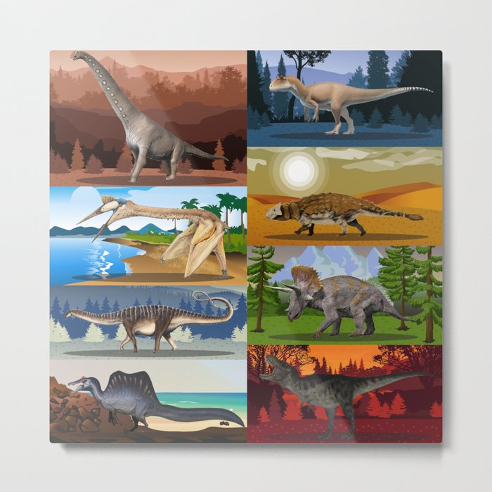 65 MCMLXV Prehistoric Dinosaur Puzzle Pattern Metal Print