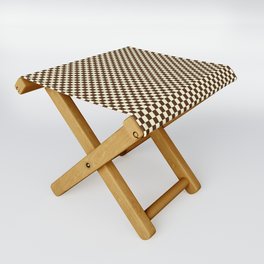 Chocolate Brown and Cream Checkerboard Squares Folding Stool