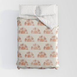 block print suns - multi colored terra cotta Duvet Cover