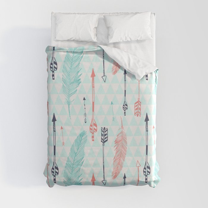 Cute hipster pattern with feather and arrows Duvet Cover by Julia ...