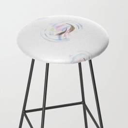 Flying brown feathers in a light blue circle with sunny lines Bar Stool