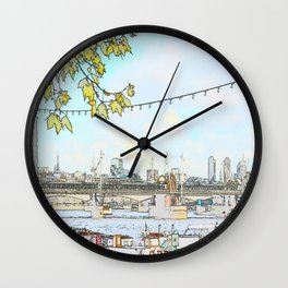 London River Scene Wall Clock