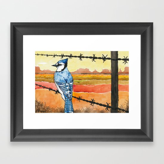 Blue Jay in the Desert Framed Art Print
