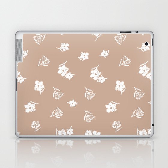 Daisies and lilies with khaki Laptop & iPad Skin