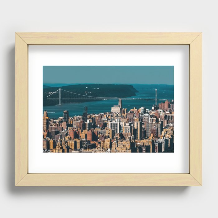 New York City Manhattan aerial view with Central Park and Upper West Side at sunset Recessed Framed Print