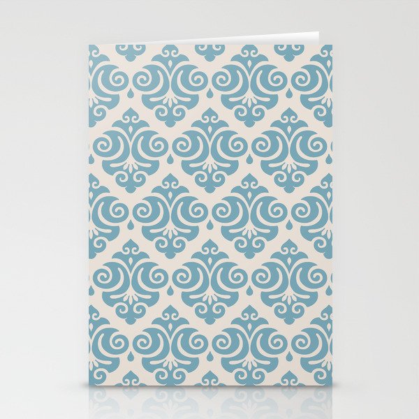 Traditional Pattern in Blue and Linen White Stationery Cards