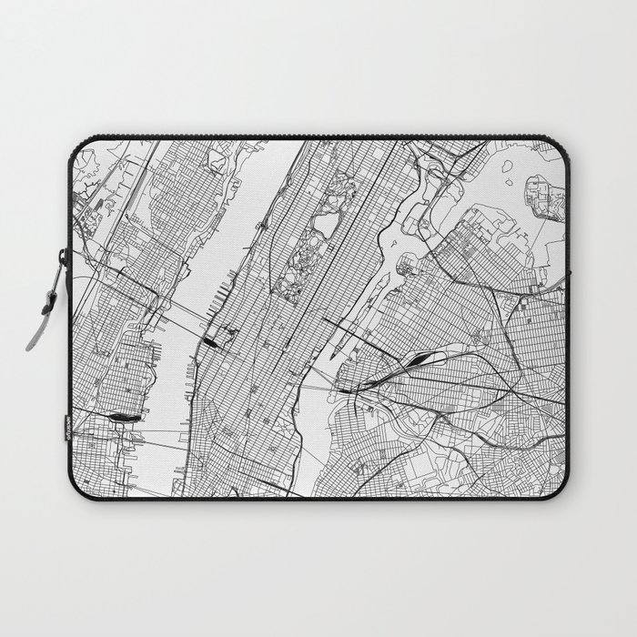 New York City White Map Laptop Sleeve