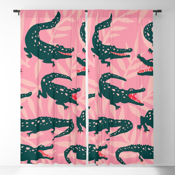 Alligator Collection – Pink & Teal Blackout Curtain