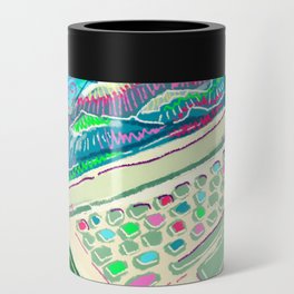 Colorful illustration with laptop and a cup of tea Can Cooler
